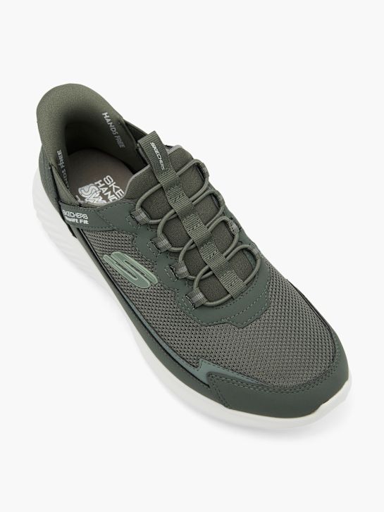 skechers bounder swift-fit-slip-on trainers olive deichmann